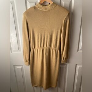 VINTAGE St John for Saks Fifth Avenue Gold Knit Long Sleeve Sweater Dress 10